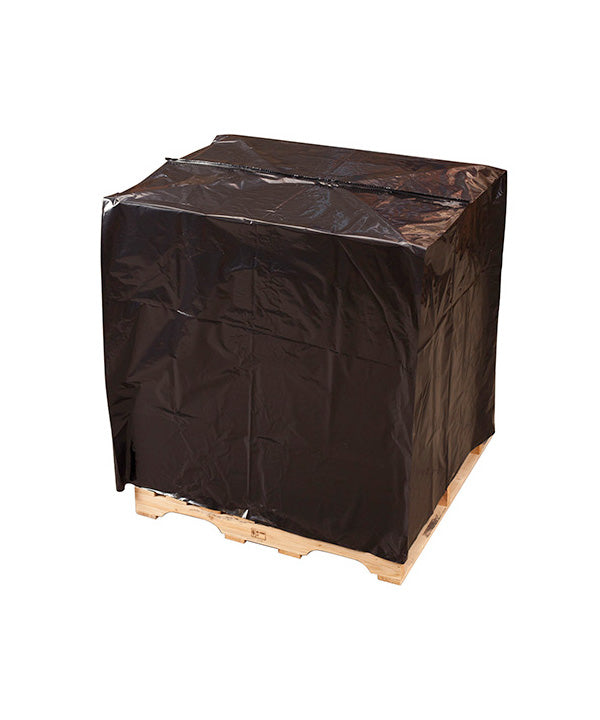 51" x 49" x 85" 3 Mil Black Pallet Covers with UVI & UVA, 35/RL