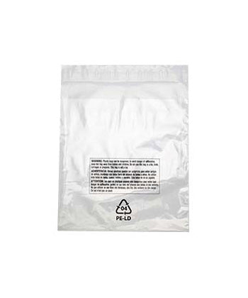 10" x 12" 1.5 Mil Lip & Tape Suffocation Warning Bags